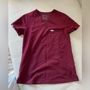 FIGS Catarina Scrub Top, XXS, Burgundy